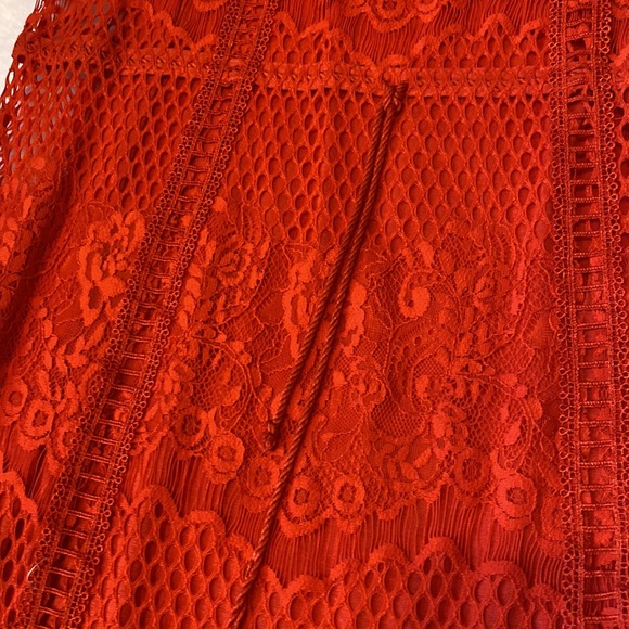 NWT Free People Pimento Red XS Lace Midi Dress - Picture 6 of 12